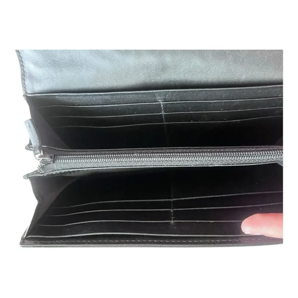 Gucci GG Marmont Matelassé Chevron Leather Flap Long Continental Wallet Black GU - Picture 3 of 5